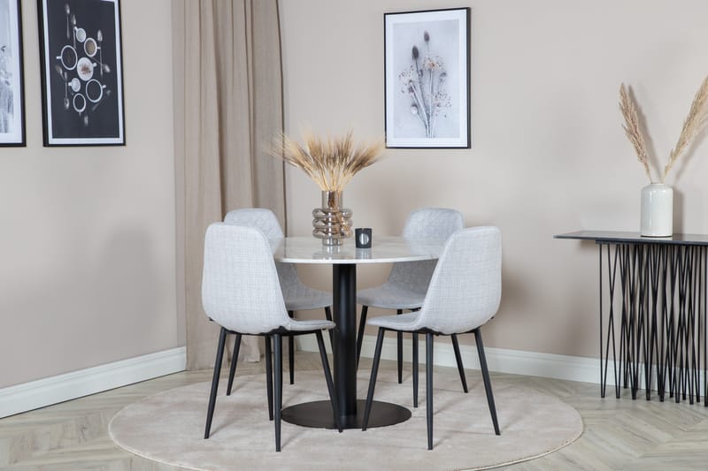 Estelle Matgrupp 106 cm Rund med 4 Polar stolar - Svart - Products - Möbler - Bord & matgrupp - Matgrupp