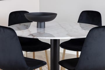 Estelle Matgrupp 106 cm Rund med 4 Polar stolar - Svart/Guld - Products - Möbler - Bord & matgrupp - Matgrupp