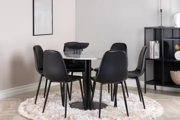 Estelle Matgrupp 106 cm Rund med 6 Polar stolar - Svart - Products - Möbler - Bord & matgrupp - Matgrupp