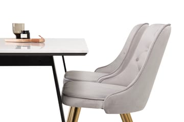Estelle Matgrupp 140 cm Rektangulär med 4 Velvet stolar - Svart/Guld - Products - Möbler - Bord & matgrupp - Matgrupp