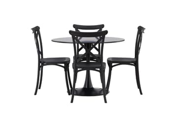 Glade Matgrupp 100 cm Rund med 4 Crosett stolar - Svart - Products - Möbler - Bord & matgrupp - Matgrupp