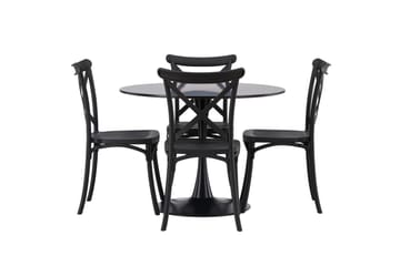 Glade Matgrupp 100 cm Rund med 4 Crosett stolar - Svart - Products - Möbler - Bord & matgrupp - Matgrupp