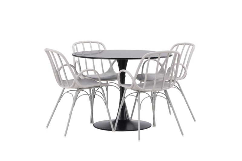 Glade Matgrupp 100 cm Rund med 4 Dyrön stolar - Svart - Products - Möbler - Bord & matgrupp - Matgrupp