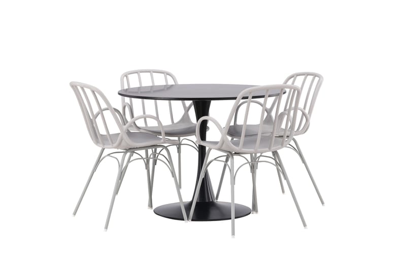 Glade Matgrupp 100 cm Rund med 4 Dyrön stolar - Svart - Products - Möbler - Bord & matgrupp - Matgrupp