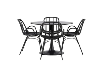 Glade Matgrupp 100 cm Rund med 4 Dyrön stolar - Svart - Products - Möbler - Bord & matgrupp - Matgrupp