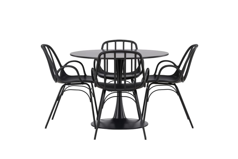 Glade Matgrupp 100 cm Rund med 4 Dyrön stolar - Svart - Products - Möbler - Bord & matgrupp - Matgrupp