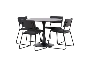 Glade Matgrupp 100 cm Rund med 4 Kenth Stolar - Svart - Products - Möbler - Bord & matgrupp - Matgrupp