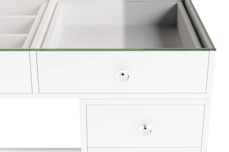 Glow Stort sminkbord med glasskiva - Förvaring med lådor och fack  120 cm - Vit - Products - Möbler - Bord & matgrupp - Sminkbord & toalettbord