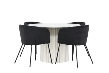 Härön Matgrupp 110 cm Rund med 4 Berit stolar - Vit/Svart - Products - Möbler - Bord & matgrupp - Matgrupp