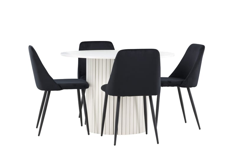 Härön Matgrupp 110 cm Rund med 4 Night stolar - Vit/Svart - Products - Möbler - Bord & matgrupp - Matgrupp