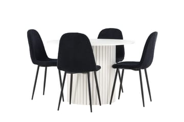 Härön Matgrupp 110 cm Rund med 4 Polar stolar - Vit/Svart - Products - Möbler - Bord & matgrupp - Matgrupp