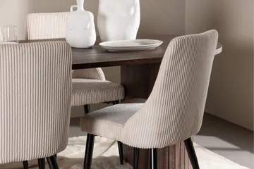 Härön Matgrupp 200 cm Oval med 4 Leone stolar - Mocca/Beige - Products - Möbler - Bord & matgrupp - Matgrupp