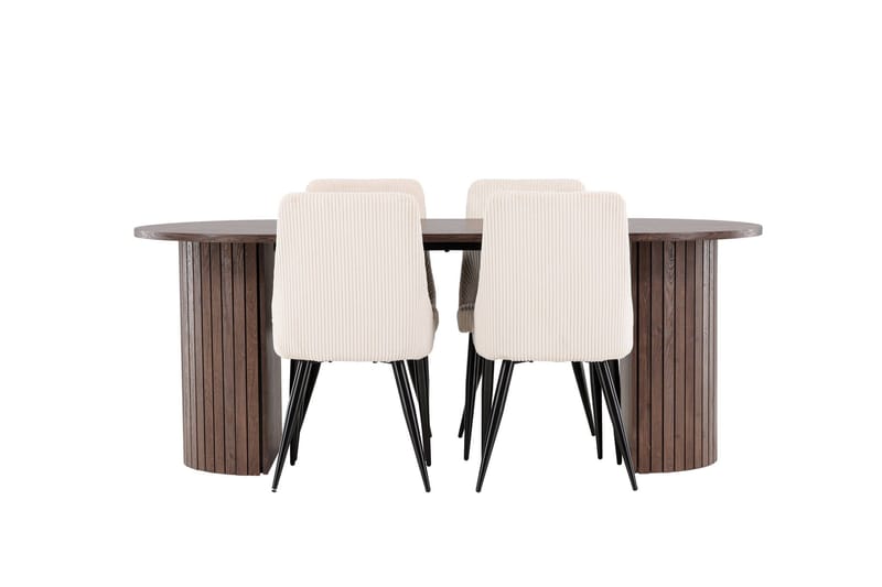 Härön Matgrupp 200 cm Oval med 4 Leone stolar - Mocca/Beige - Products - Möbler - Bord & matgrupp - Matgrupp