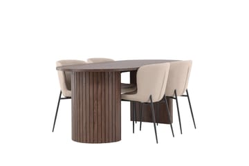 Härön Matgrupp 200 cm Oval med 4 Modesto stolar - Mocca/Beige - Products - Möbler - Bord & matgrupp - Matgrupp