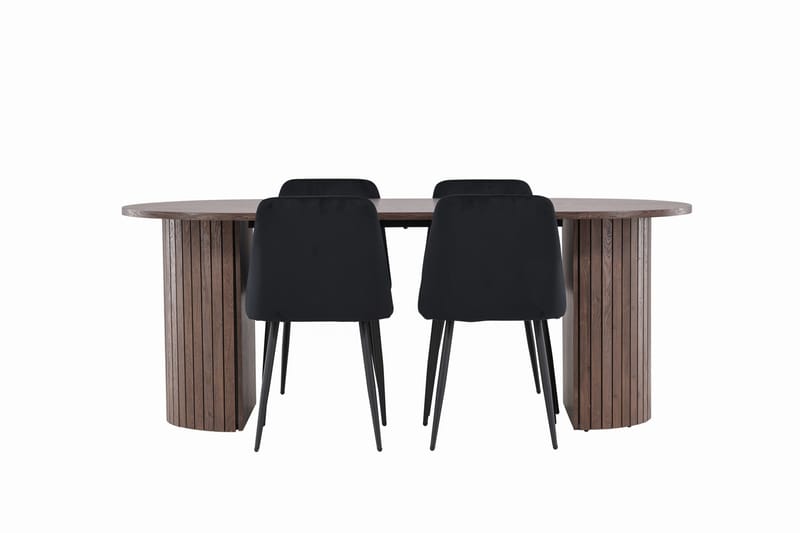 Härön Matgrupp 200 cm Oval med 4 Night stolar - Mocca/Svart - Products - Möbler - Bord & matgrupp - Matgrupp