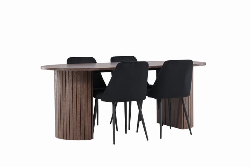 Härön Matgrupp 200 cm Oval med 4 Night stolar - Mocca/Svart - Products - Möbler - Bord & matgrupp - Matgrupp