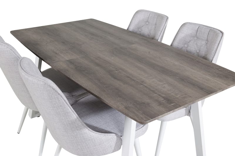Inca Matgrupp Förlängningsbar 160 cm Rektangulär med 4 Velvet Deluxe stolar - Ljusgrå - Products - Möbler - Bord & matgrupp - Matgrupp