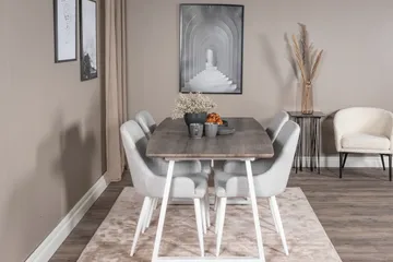 Inca Matgrupp Förlängningsbar 160 cm Rektangulär med 4 Plaza stolar - Grå - Products - Möbler - Bord & matgrupp - Matgrupp