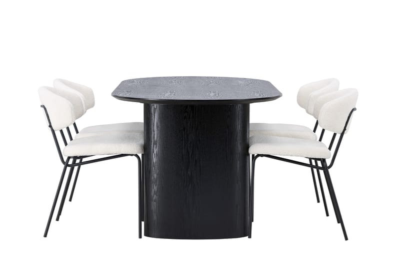 Isolde Matgrupp 180 cm Oval med 4 Chico Stolar - Svart - Products - Möbler - Bord & matgrupp - Matgrupp