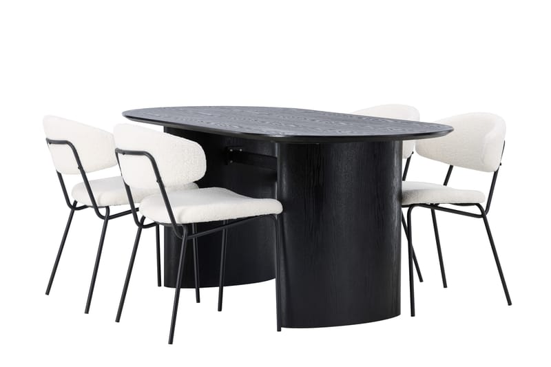 Isolde Matgrupp 180 cm Oval med 4 Chico Stolar - Svart - Products - Möbler - Bord & matgrupp - Matgrupp