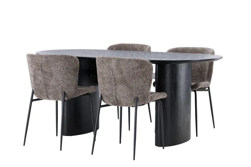 Isolde Matgrupp 180 cm Oval med 4 Modesto stolar - Svart - Products - Möbler - Bord & matgrupp - Matgrupp