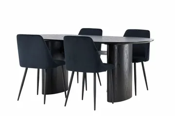 Isolde Matgrupp 180 cm Oval med 4 Night stolar - Svart - Products - Möbler - Bord & matgrupp - Matgrupp