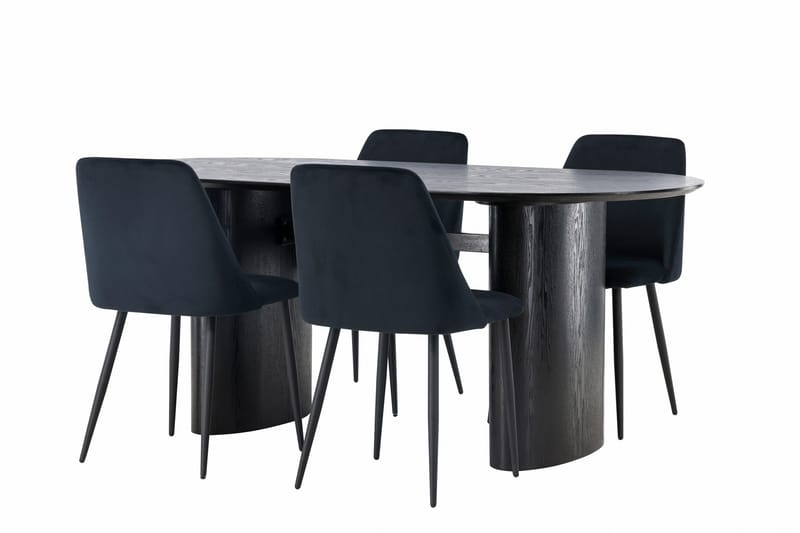 Isolde Matgrupp 180 cm Oval med 4 Night stolar - Svart - Products - Möbler - Bord & matgrupp - Matgrupp