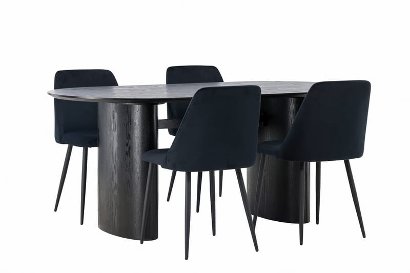 Isolde Matgrupp 180 cm Oval med 4 Night stolar - Svart - Products - Möbler - Bord & matgrupp - Matgrupp