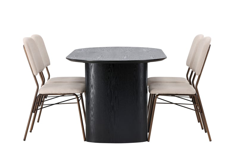 Isolde Matgrupp 180 cm Oval med 4 Seda stolar - Beige - Products - Möbler - Bord & matgrupp - Matgrupp