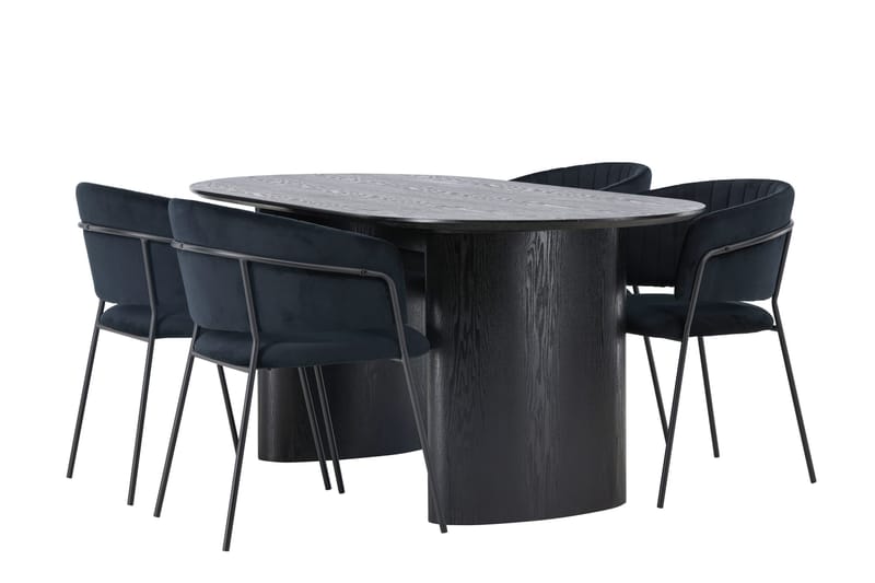 Isolde Matgrupp 180 cm Oval med 4 Selma Stolar - Svart - Products - Möbler - Bord & matgrupp - Matgrupp