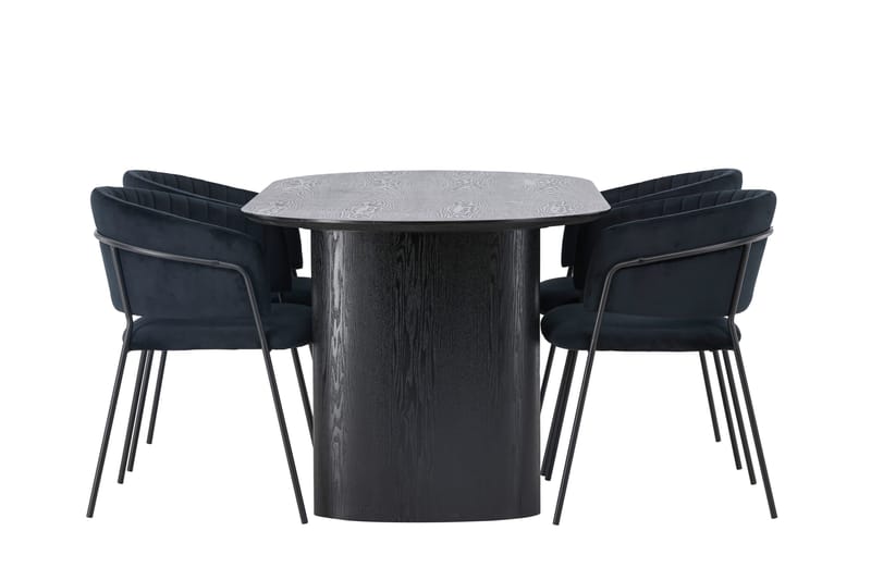 Isolde Matgrupp 180 cm Oval med 4 Selma Stolar - Svart - Products - Möbler - Bord & matgrupp - Matgrupp