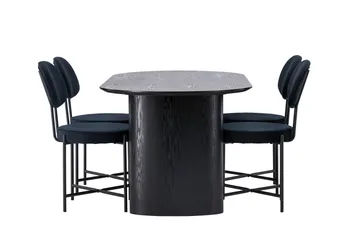 Isolde Matgrupp 180 cm Oval med 4 Stella stolar - Svart - Products - Möbler - Bord & matgrupp - Matgrupp