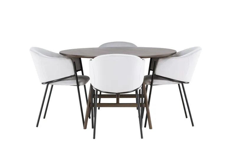 Kaseidon Matgrupp 100 cm Rund med 4 Evelina stolar, Svart