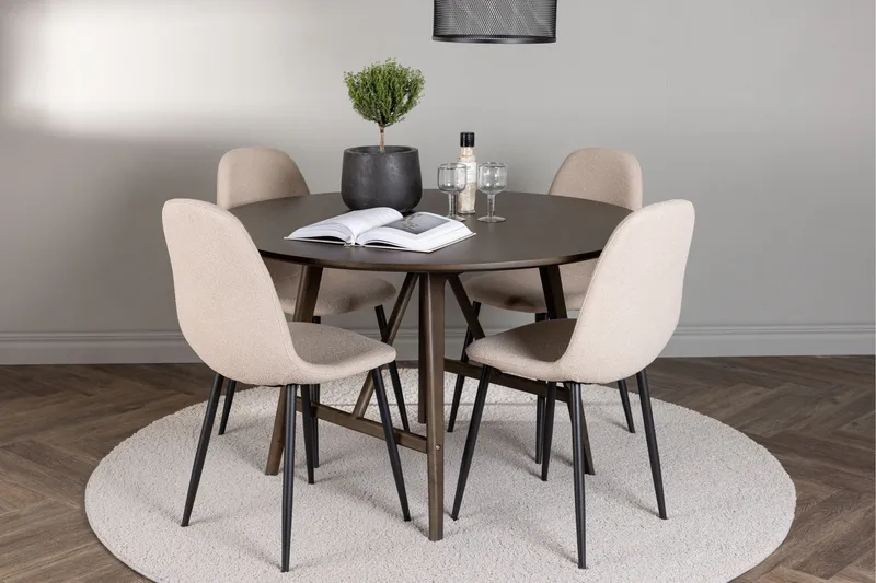 Kaseidon Matgrupp 100 cm Rund med 4 Polar stolar - Beige - Products - Möbler - Bord & matgrupp - Matgrupp