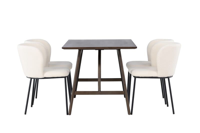 Kaseidon Matgrupp 120 cm Rektangulär med 4 Edina Stolar - Mörkbrun - Products - Möbler - Bord & matgrupp - Matgrupp