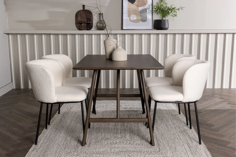 Kaseidon Matgrupp 120 cm Rektangulär med 4 Edina Stolar - Mörkbrun - Products - Möbler - Bord & matgrupp - Matgrupp