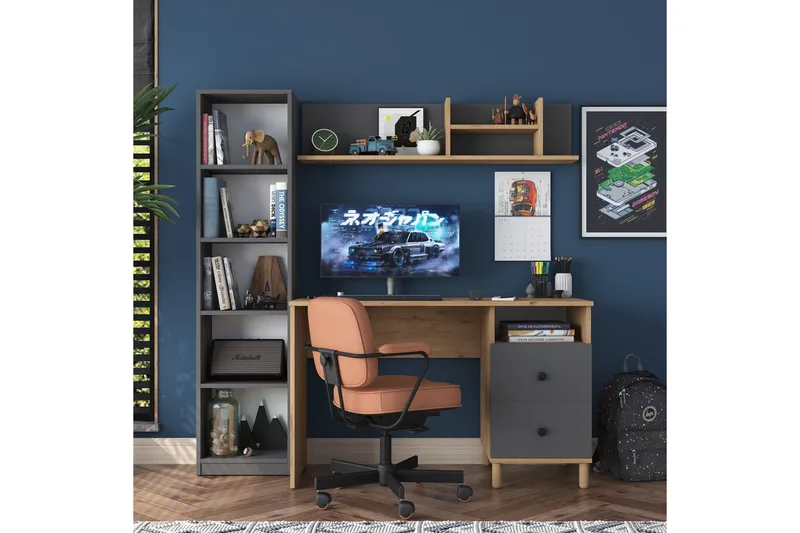 Eireann Skrivbord 50x120 cm - Valnöt/Antracit - Products - Möbler - Bord & matgrupp - Kontorsbord - Datorbord