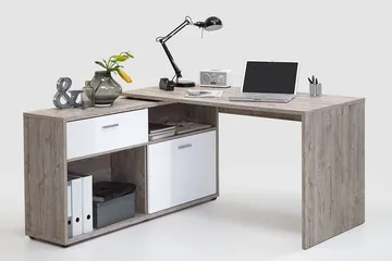 Mamoru Hörnskrivbord Sandek/Vit - Beige|Vit - Products - Möbler - Bord & matgrupp - Kontorsbord - Skrivbord - Hörnskrivbord