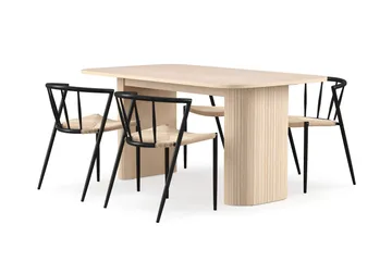 Kopparbo Matbord 160 cm med 4 Winston Matstolar - White / Beige / Metallben Svart - Products - Möbler - Bord & matgrupp - Matgrupp