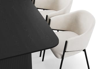 Kopparbo Matbord 200-260 cm Förlängningsbart med 6 Filip Matstolar - Svart / Vit Bouclé - Products - Möbler - Bord & matgrupp - Matgrupp
