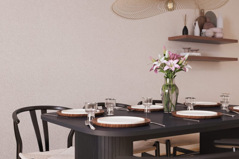 Kopparbo Matgrupp 160 cm med 6 Dastoori Matstolar - Svart - Products - Möbler - Bord & matgrupp - Matgrupp