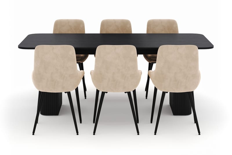 Kopparbo Matgrupp 200-206cm med 6 Alsarp Matstolar - Svart - Products - Möbler - Bord & matgrupp - Matgrupp