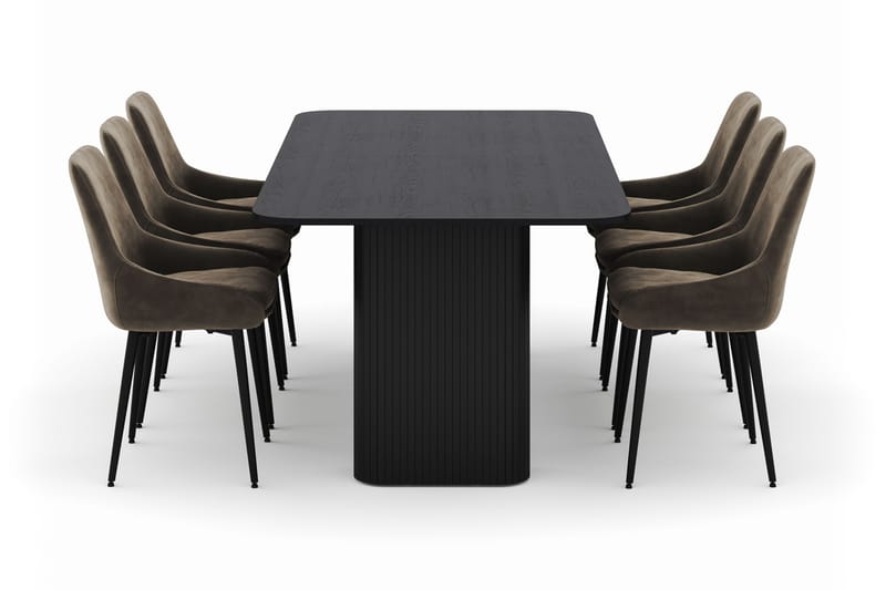 Kopparbo Matgrupp 200-206cm med 6 Alsarp Matstolar - Svart - Products - Möbler - Bord & matgrupp - Matgrupp