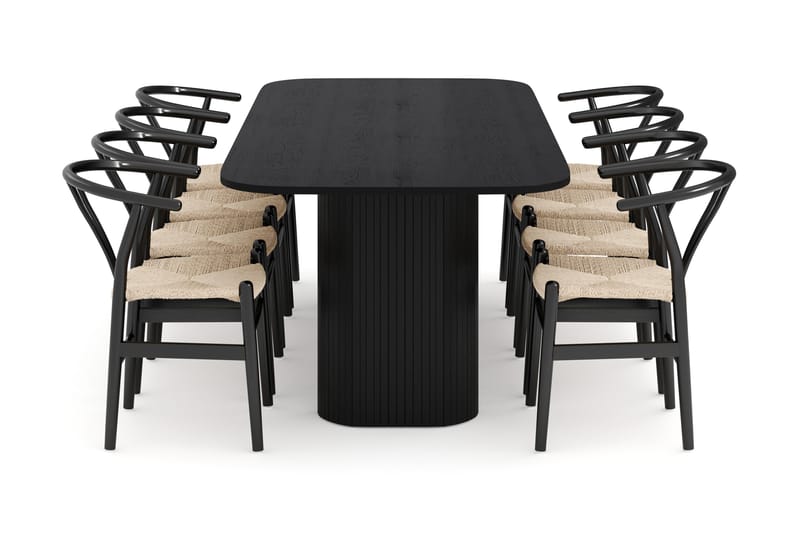 Kopparbo Matgrupp 240 cm med 8 Dastoori Matstol - 2220067-8,2229313-1 - Svart - Products - Möbler - Bord & matgrupp - Matgrupp