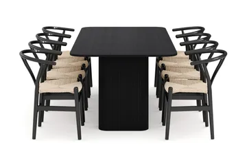 Kopparbo Matgrupp förlängningsbart 200-260 cm med 8 Dastoori Matstol - 2220067-8,2229312-1 - Svart - Products - Möbler - Bord & matgrupp - Matgrupp