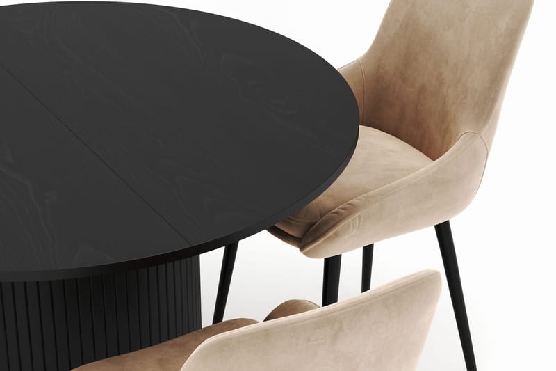 Kopparbo Rund Matgrupp 106-156cm med 4 Alsarp Matstolar - Svart - Products - Möbler - Bord & matgrupp - Matgrupp