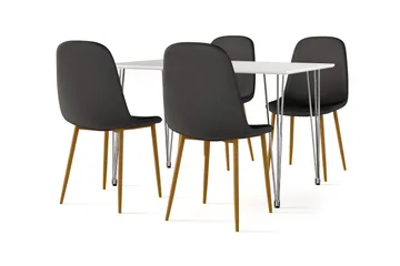 Kronblom Matbord 120 cm +  4 st Nibe stol svart med ek ben - Vit/Svart - Products - Möbler - Bord & matgrupp - Matgrupp