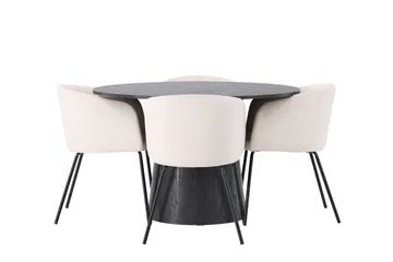 Lanzo Matgrupp 120 cm Rund med 4 Berit stolar - Beige - Products - Möbler - Bord & matgrupp - Matgrupp