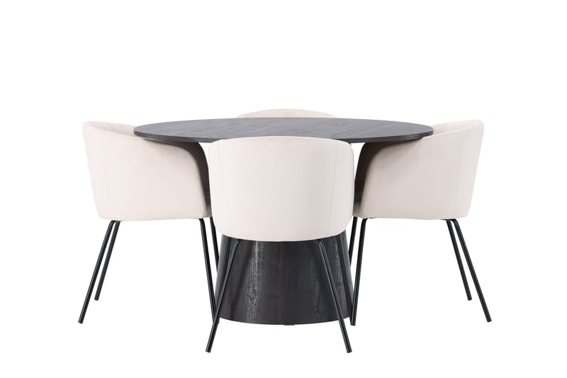 Lanzo Matgrupp 120 cm Rund med 4 Berit stolar - Beige - Products - Möbler - Bord & matgrupp - Matgrupp