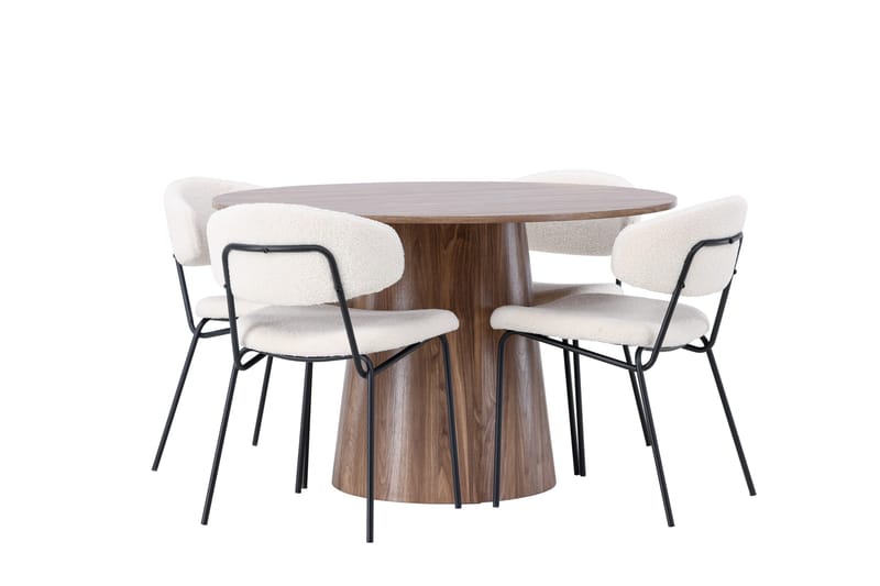 Lanzo Matgrupp 120 cm Rund med 4 Chico Stolar - Natur - Products - Möbler - Bord & matgrupp - Matgrupp